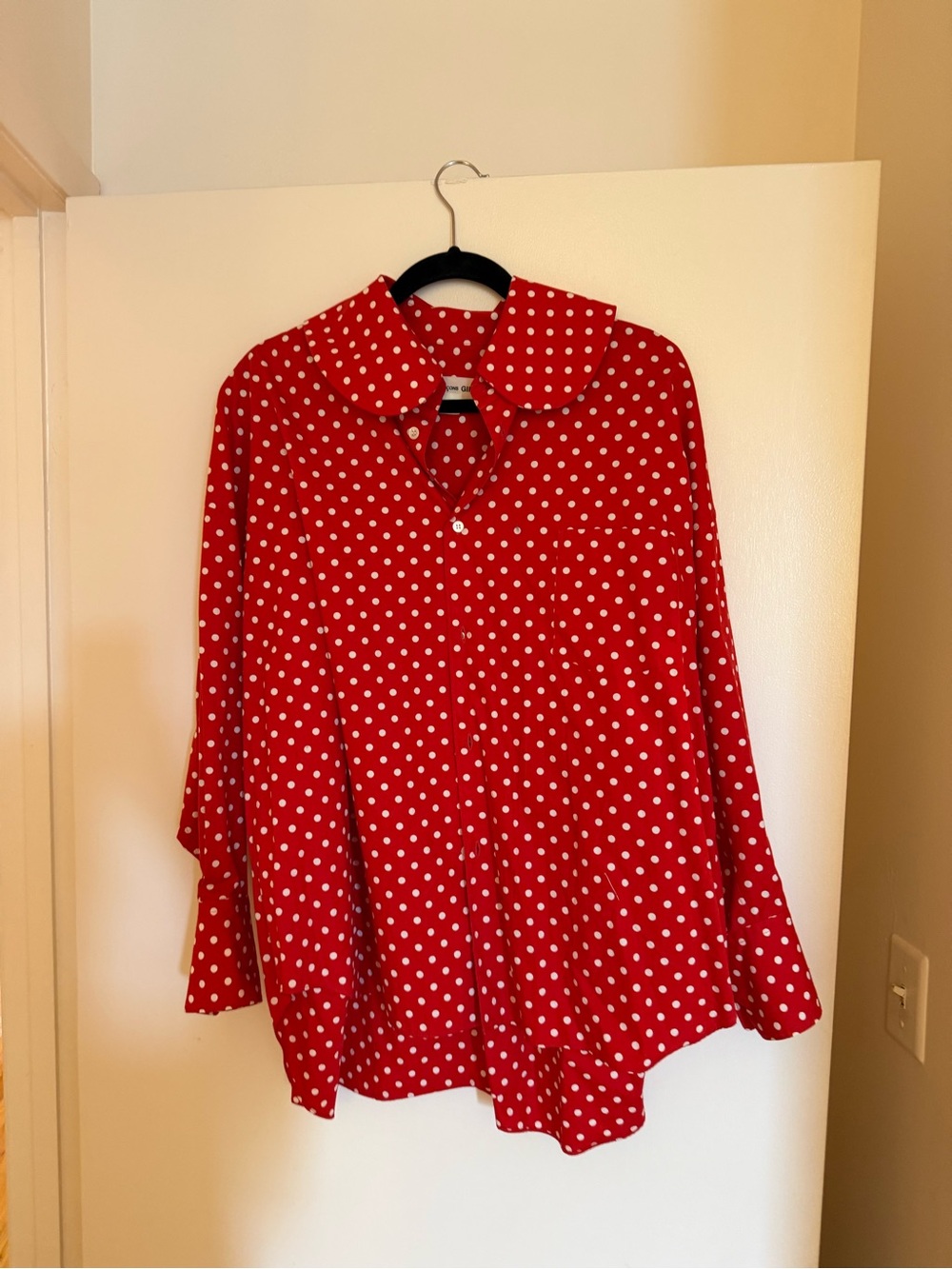 Comme des Garcons Red Polka Dot Button-Down Blouse